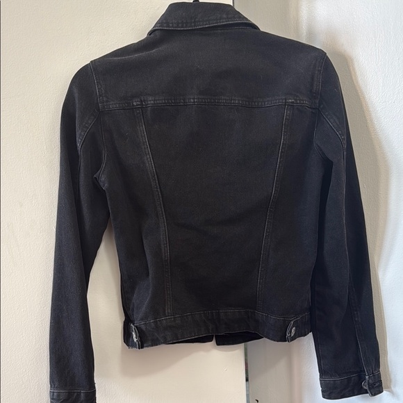 Zara Black Jean Jacket Fitted Cropped - Picture 2 of 2